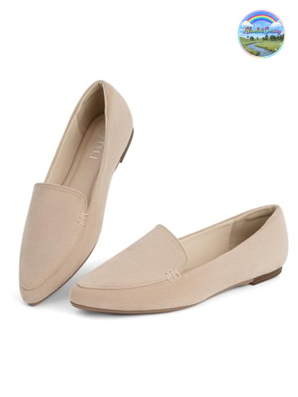 Pointed Toe Faux Suede Flats Slip On Loafers Memory Foam Work Shoes